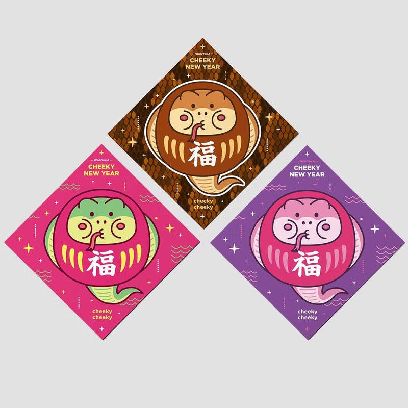 厚面蛇達摩方形揮春/ 春聯