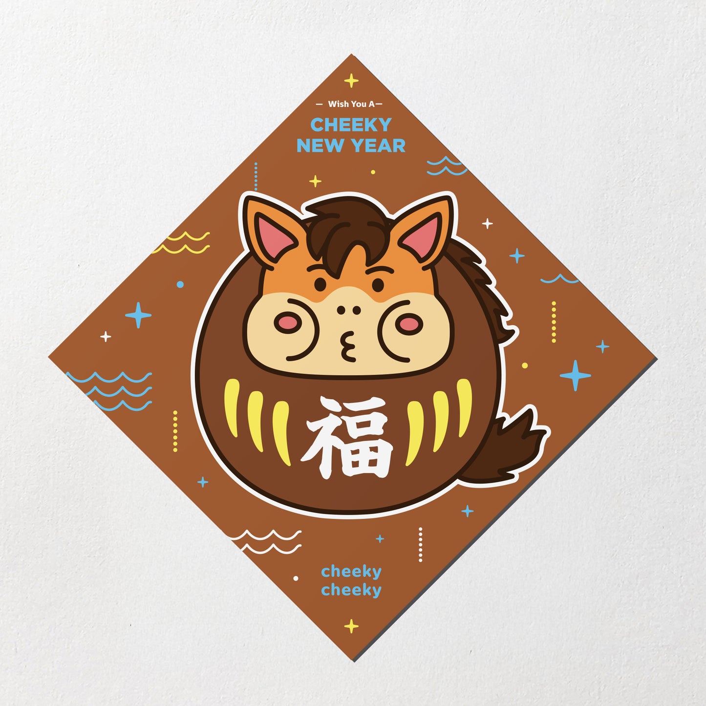 厚面馬達摩 馬年 方形揮春/ 春聯