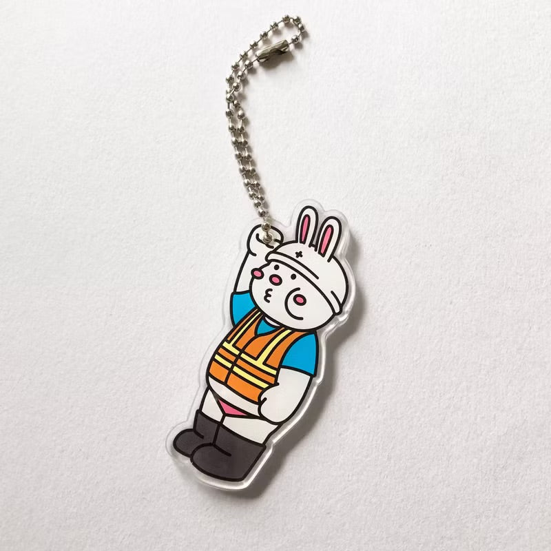 快抓緊! 厚面兔 安全兔 壓克力鑰匙圈 匙扣
