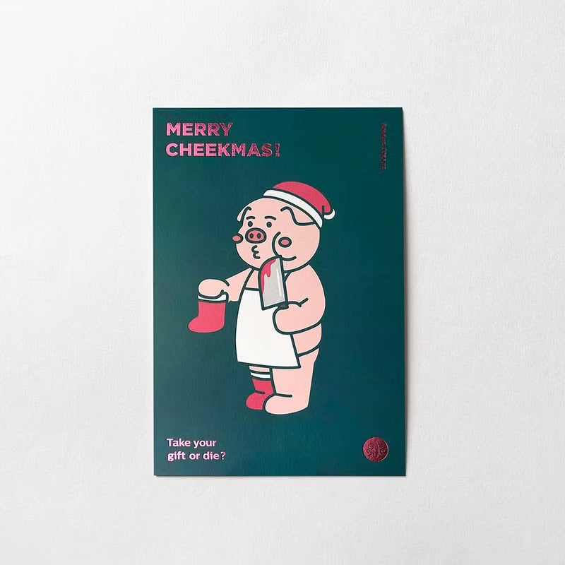 厚面豬燙金聖誕卡 (附信封&貼紙)