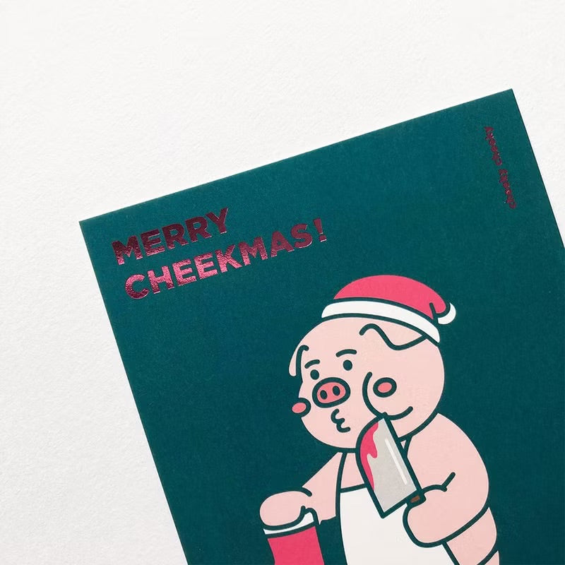 厚面豬燙金聖誕卡 (附信封&貼紙)