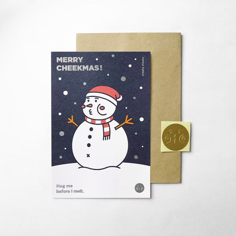 厚雪人燙銀聖誕卡 (附信封&貼紙)