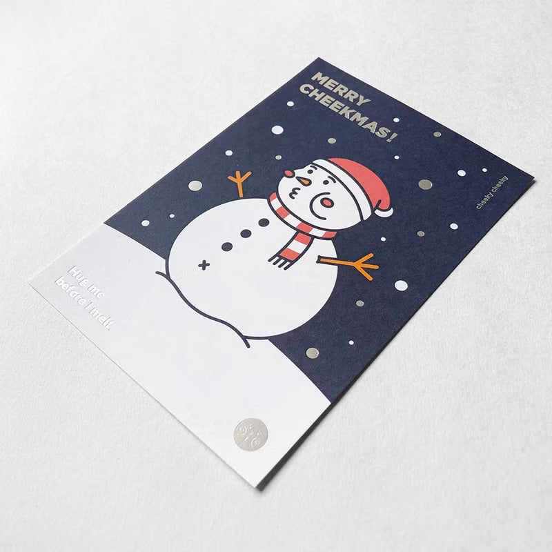 厚雪人燙銀聖誕卡 (附信封&貼紙)