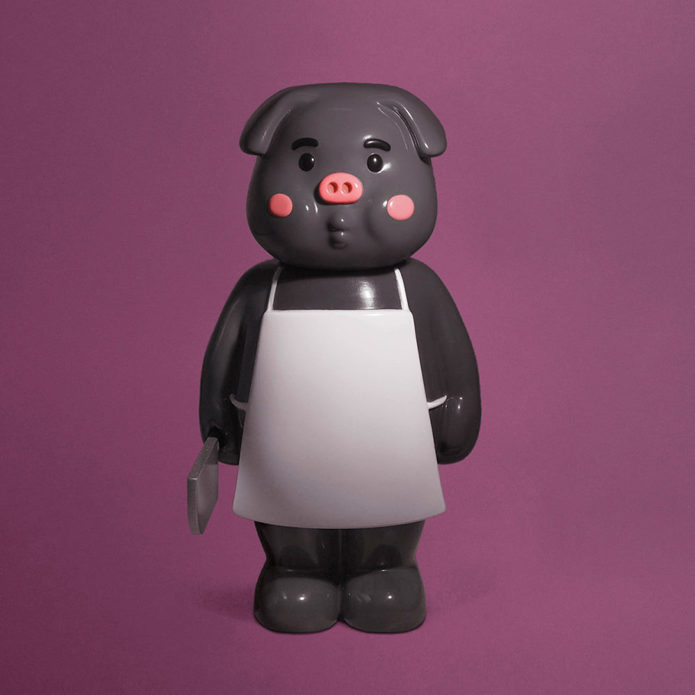 CHEEKY TOY - 厚面黑毛豬 搪膠玩具