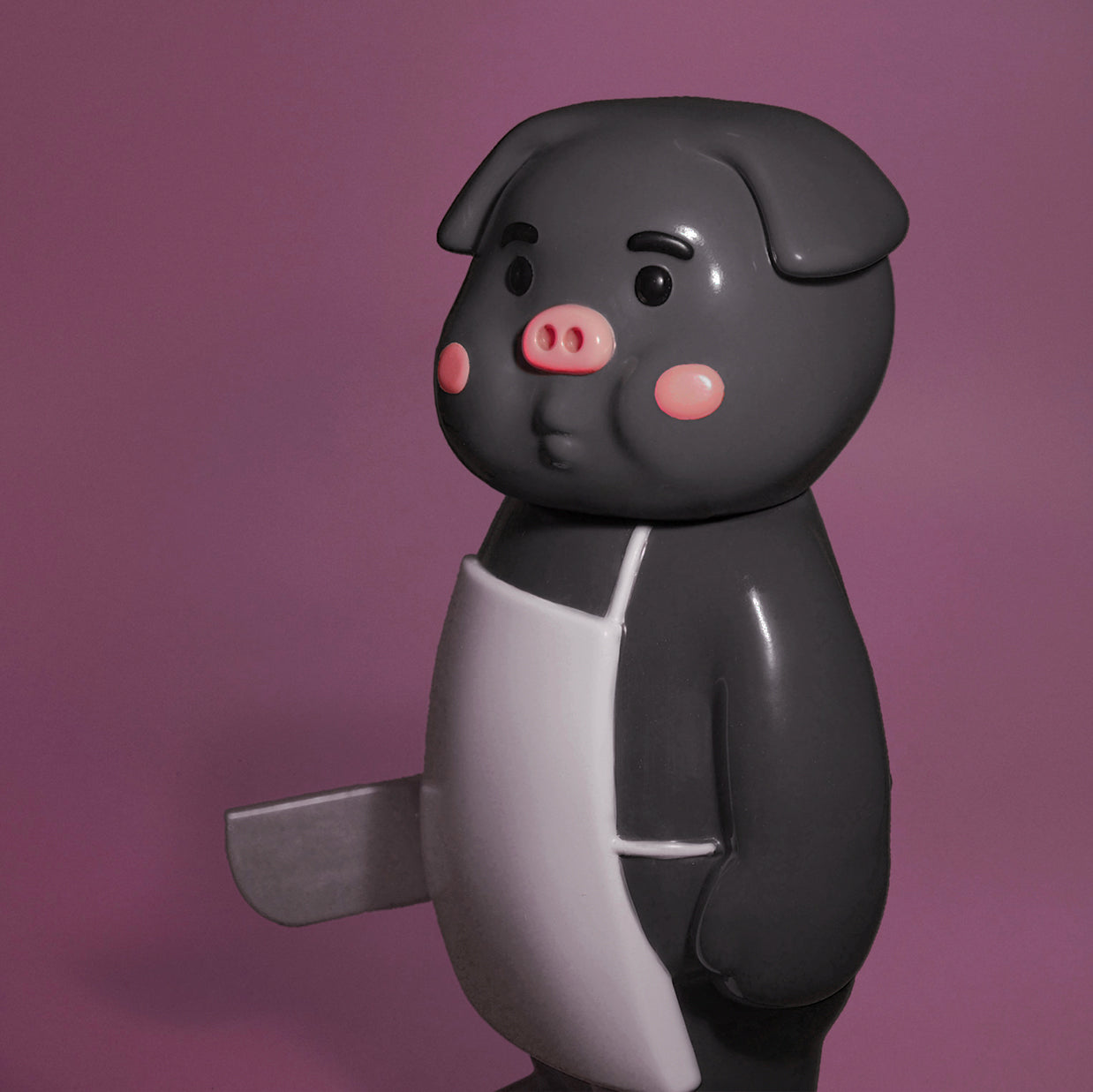 CHEEKY TOY - 厚面黑毛豬 搪膠玩具