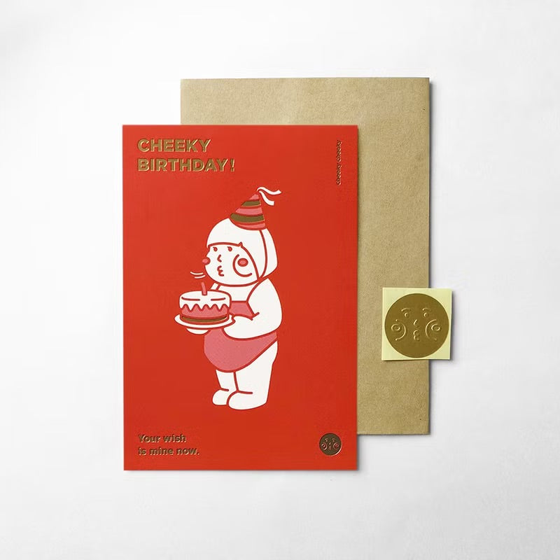 厚面子/ 厚面女燙金生日賀卡 (附信封&貼紙)