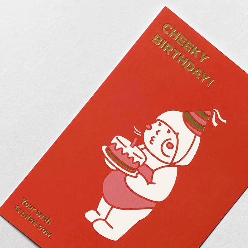 厚面子/ 厚面女燙金生日賀卡 (附信封&貼紙)