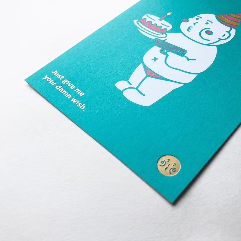 厚面子/ 厚面女燙金生日賀卡 (附信封&貼紙)
