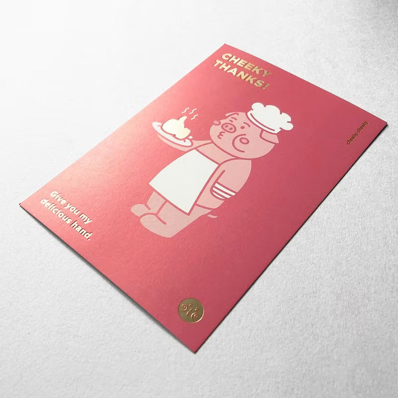 厚面豬燙金感謝賀卡 (附信封&貼紙)