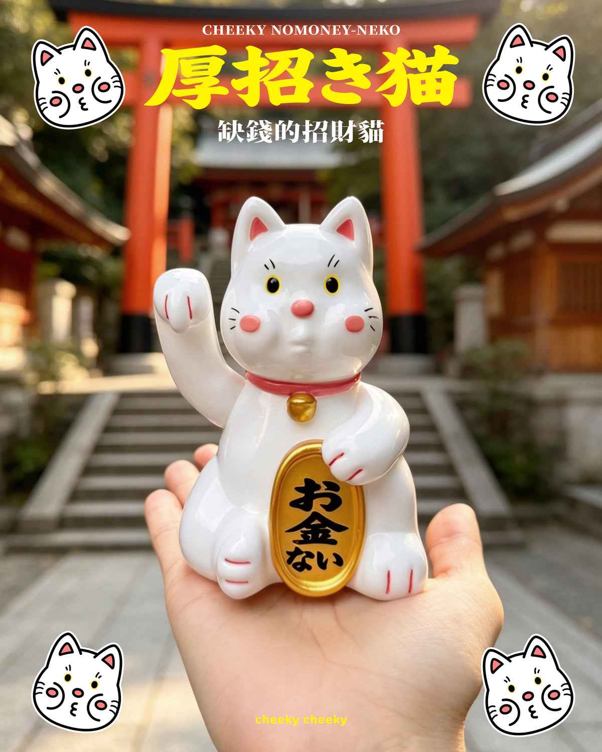 CHEEKY TOY - 厚面招財貓 搪膠玩具